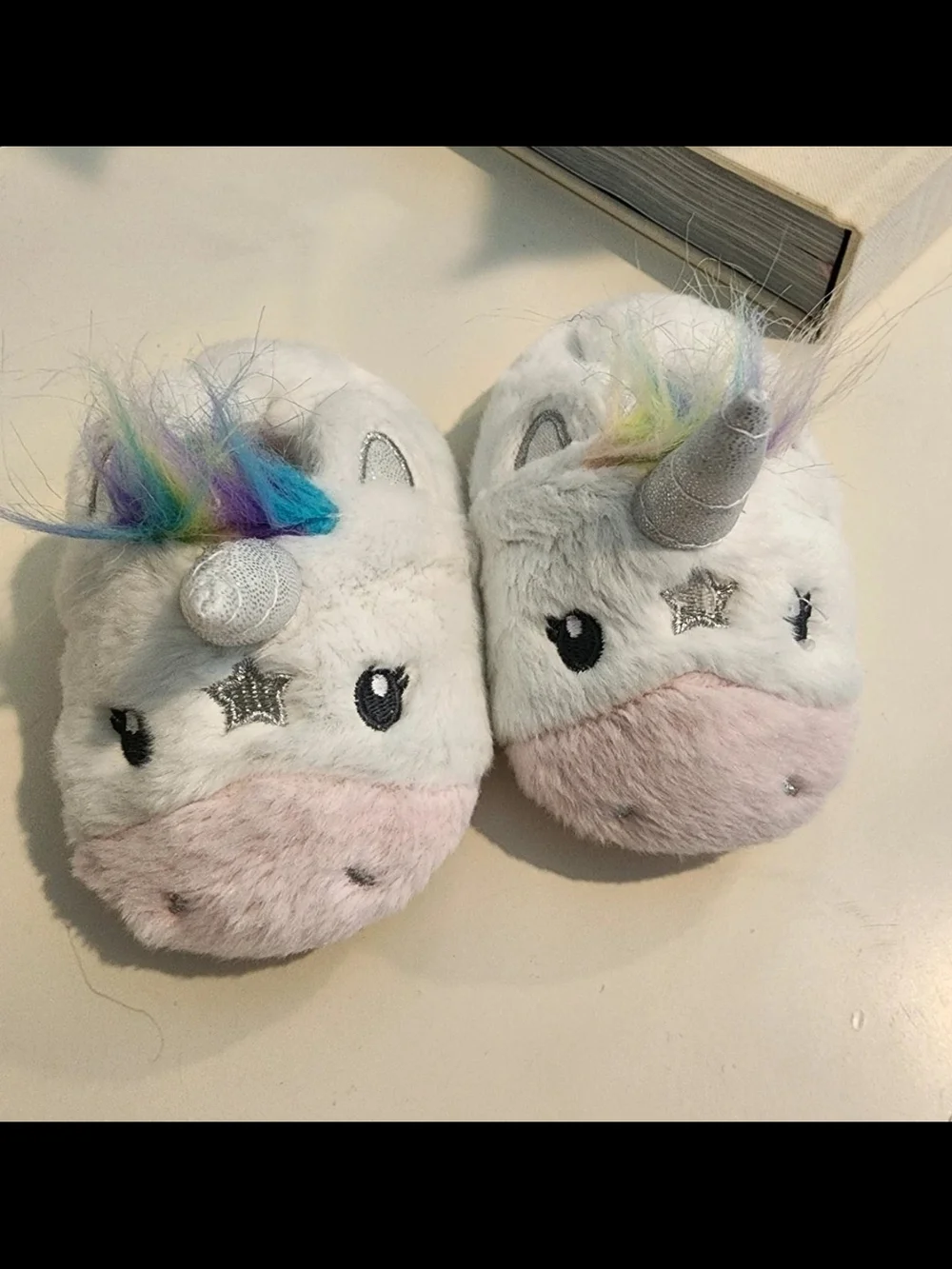 wonder nation White & Pink Unicorn Plush Kids Slippers